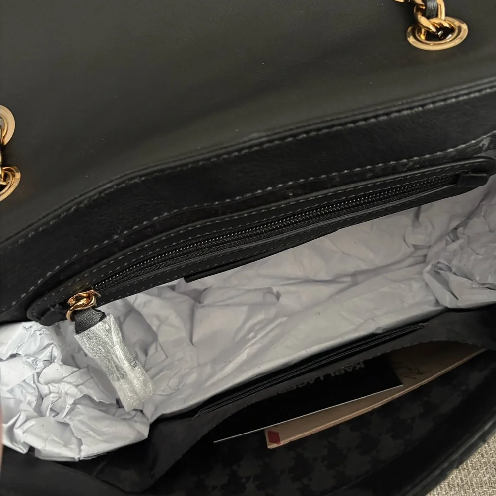 Karl Lagerfeld Black Quilted Chain Shoulder Bag - Picture 8 of 9